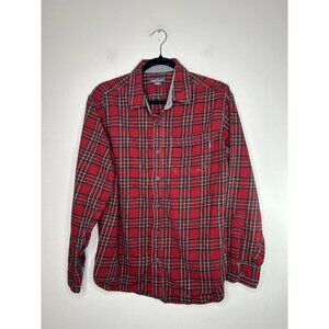 Eddie Bauer mens 100% cotton button up plaid flannel shirt Vintage Size Large